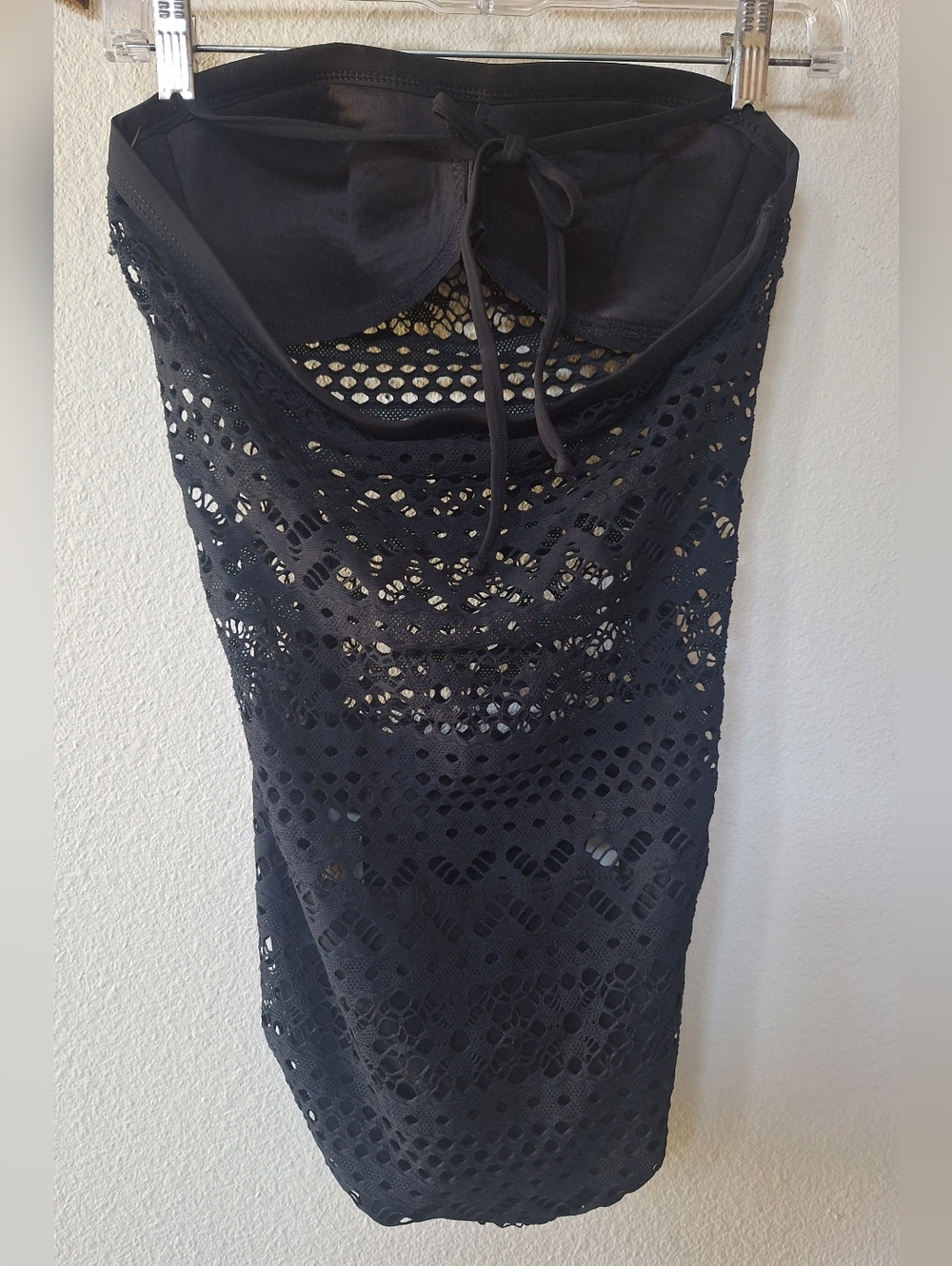 Robin Piccone Penelope Crochet Overlay Swimsuit Size 6 Black One Piece Swimwear - Picture 5 of 7